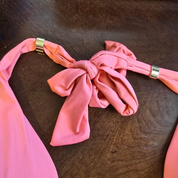Lauren Ralph Lauren Women Bright Sz 4 Orange Bikini Triangle Swim Ladies Junior - Picture 9 of 16